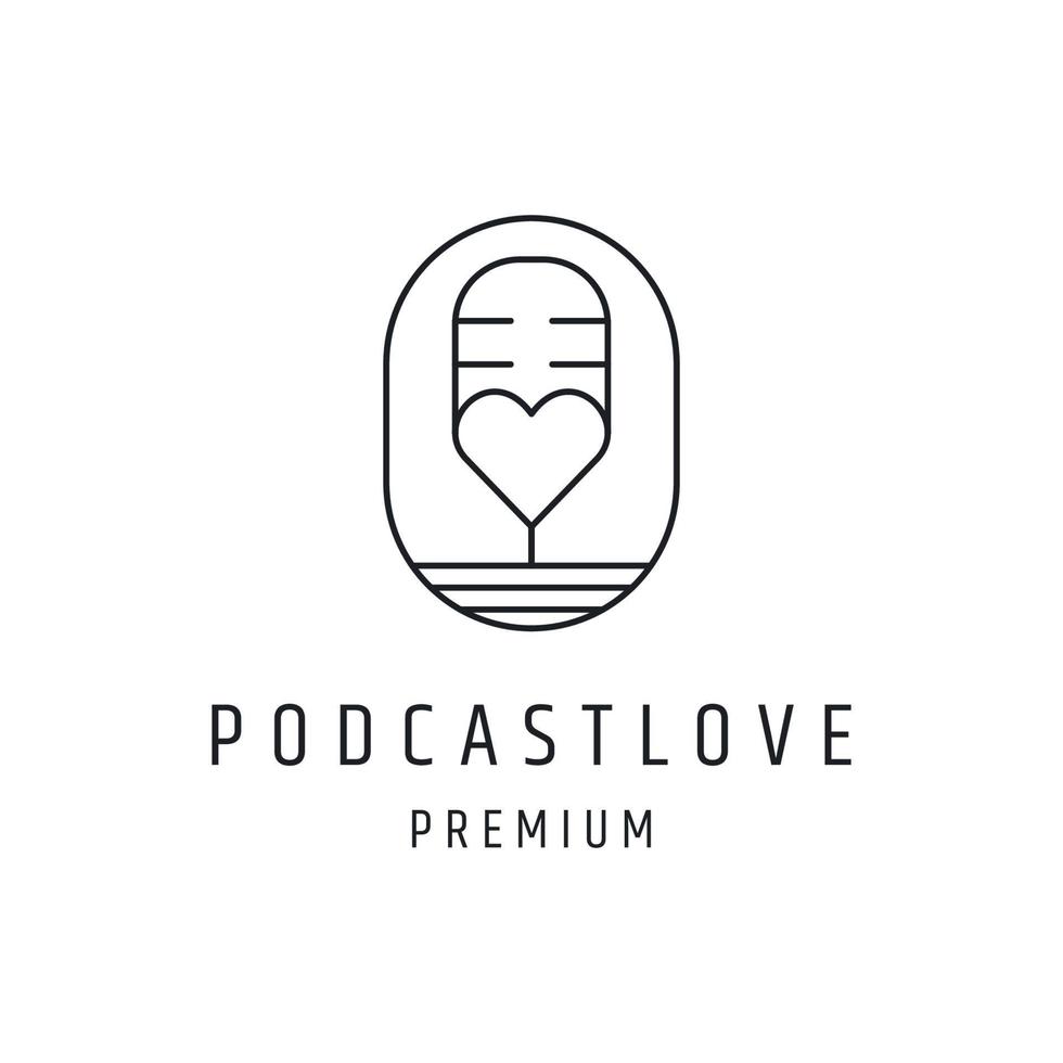 podcast love logo linjär stilikon på vit bakgrund vektor