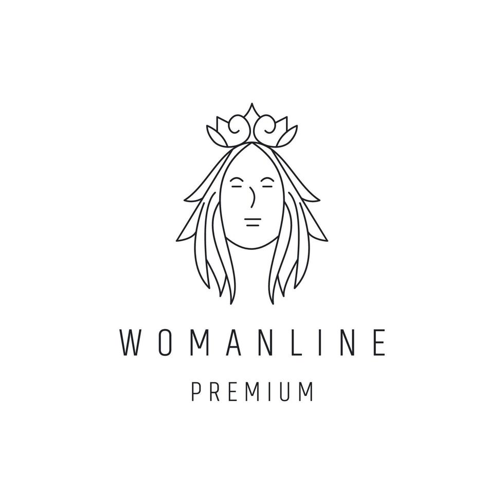 kvinna abstrakt logotyp linjär stilikon på vit bakgrund vektor