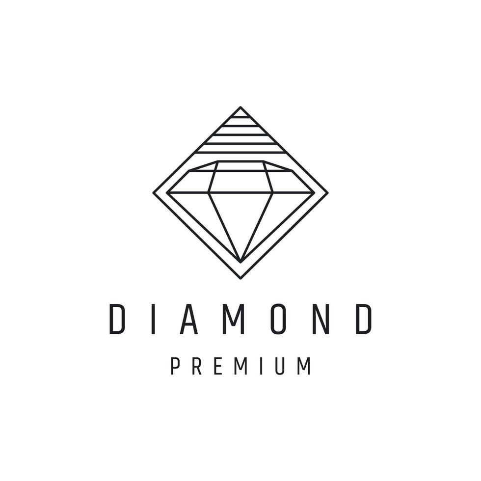 diamant hem logotyp linjär stilikon på vit bakgrund vektor