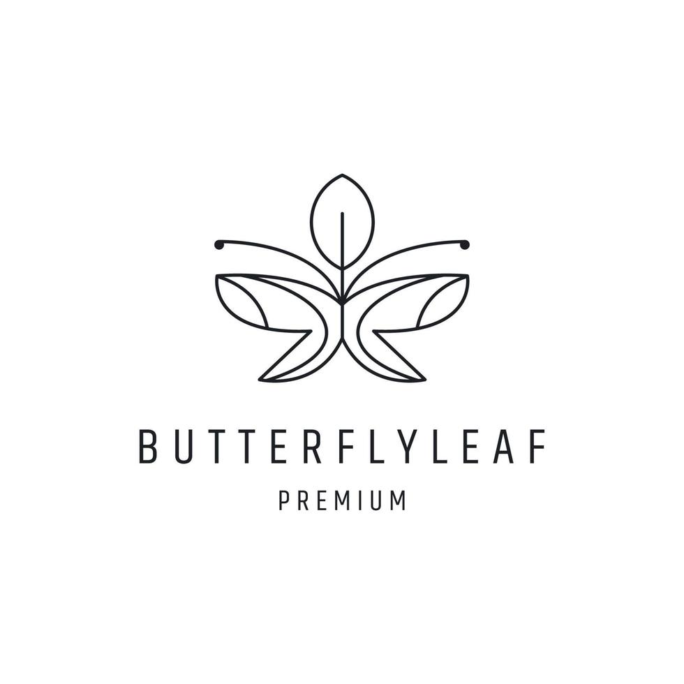 Schmetterlingsblatt-Logo-Design mit Strichzeichnungen auf weißem Hintergrund vektor