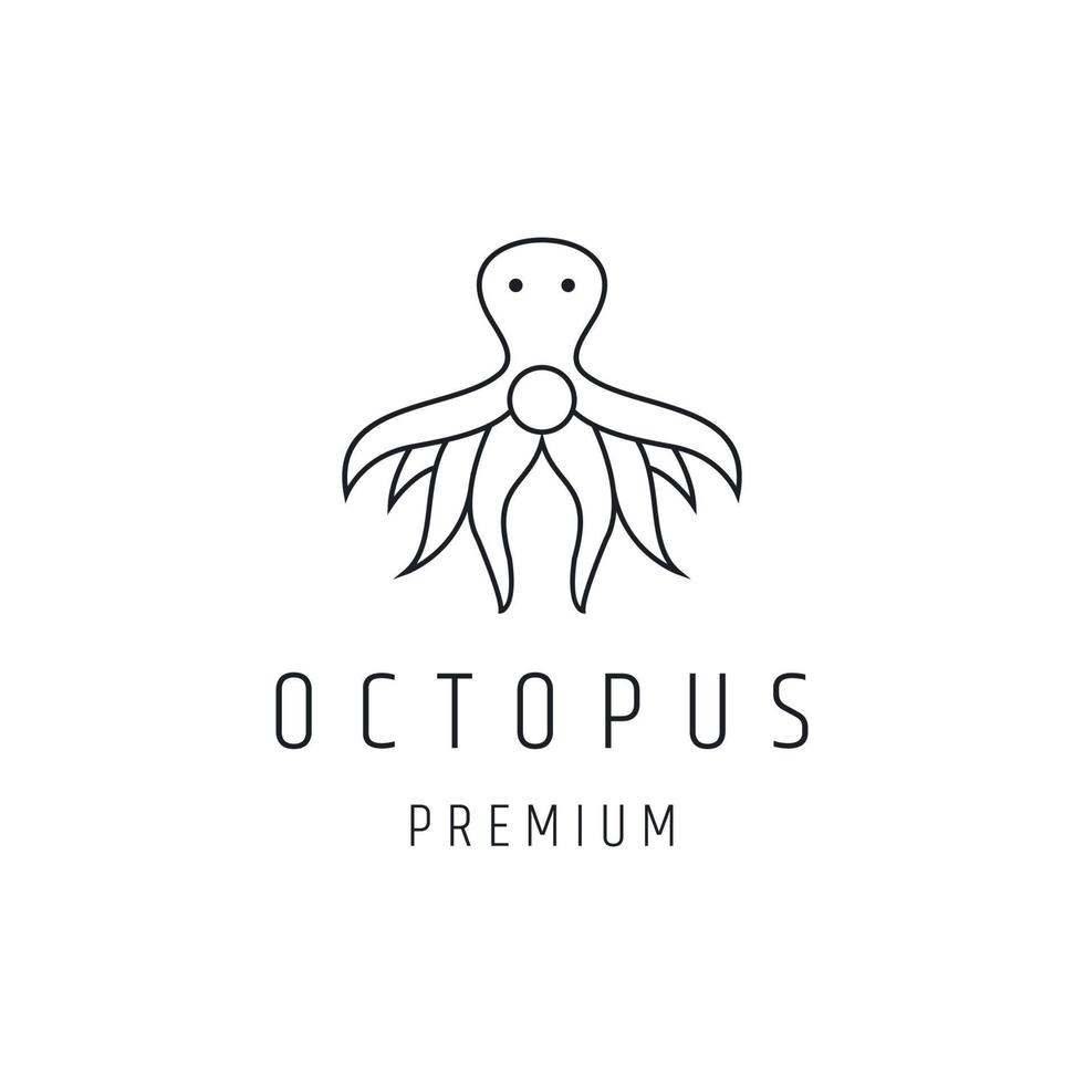 Oktopus-Logo lineares Stilsymbol auf weißem Hintergrund vektor