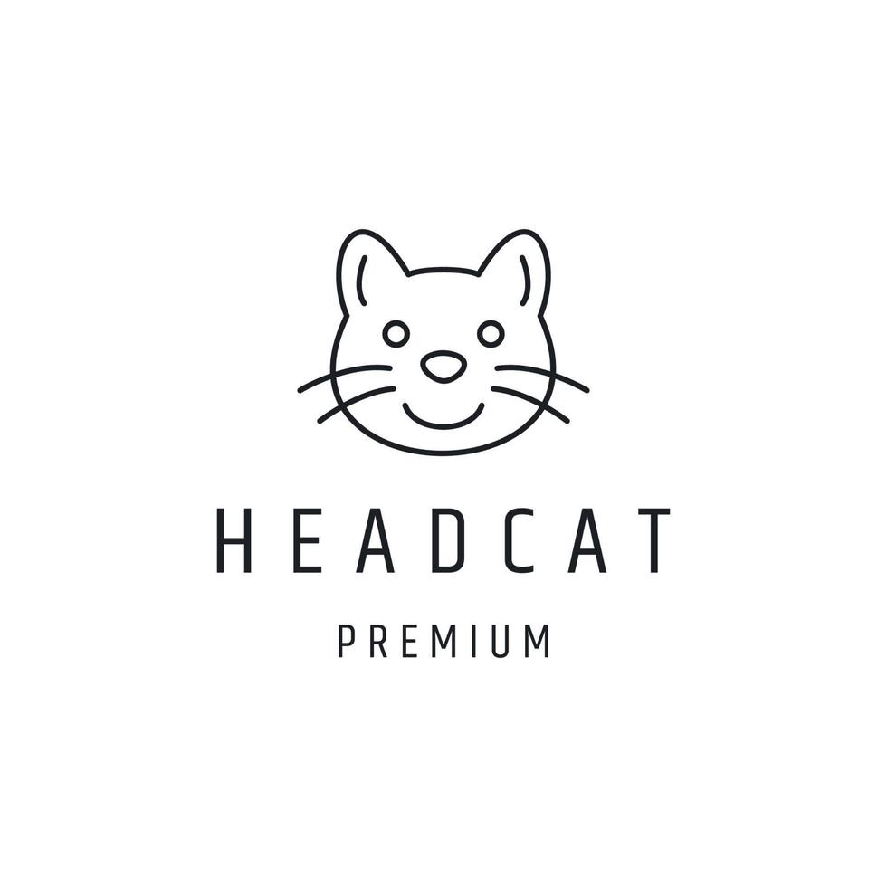 Head Cat Logo Design mit Strichzeichnungen auf weißem Hintergrund vektor