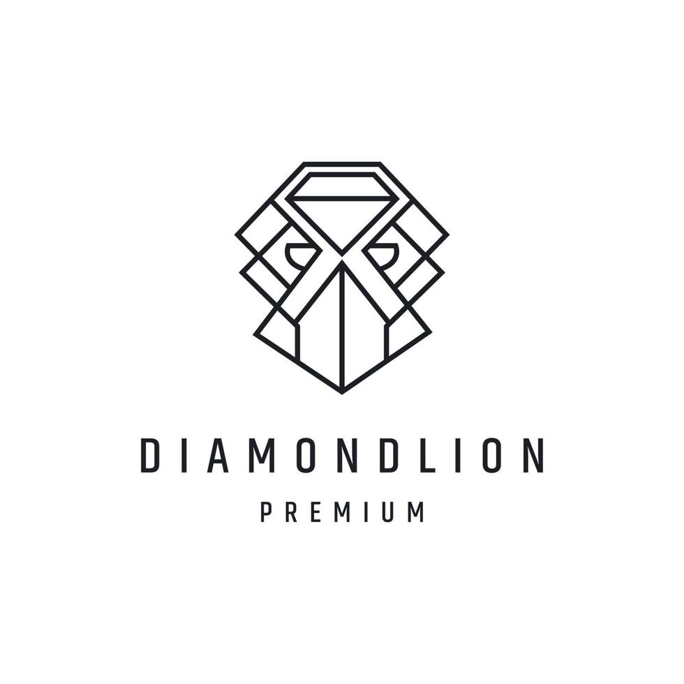 diamant lejon linje kreativ logotyp design i vit bakgrund vektor