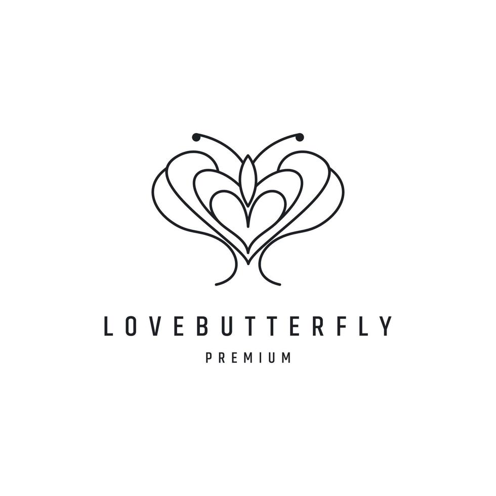 love butterfly logo linje logotyp design i vit bakgrund vektor