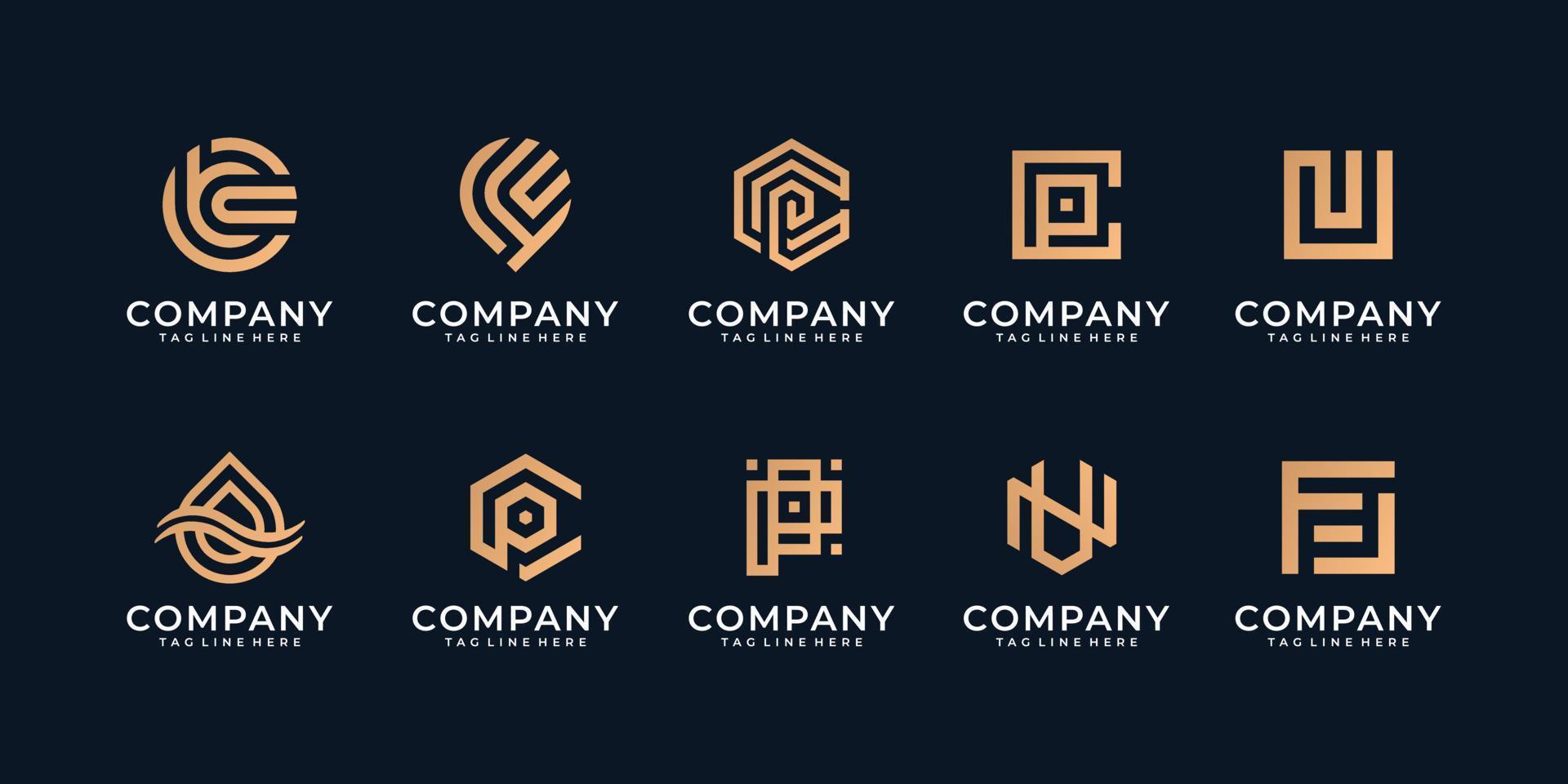 Reihe von modernen kreativen abstrakten Monogramm eleganten Logo-Unternehmen vektor