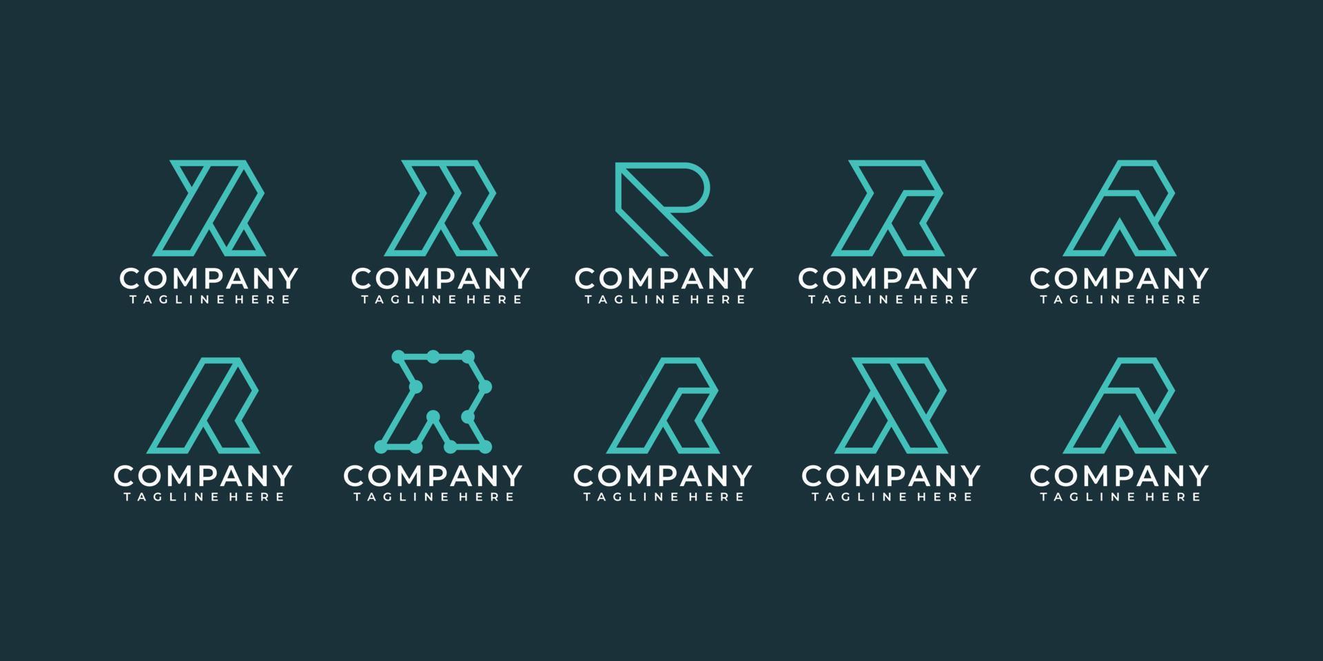 uppsättning av monogram moderna bokstaven r logotyp koncept vektor