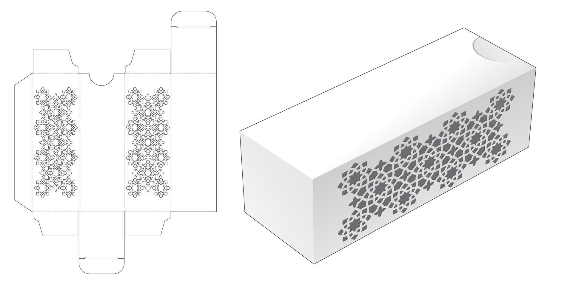 schablonmönster förpackning box stansade mall och 3d mockup vektor