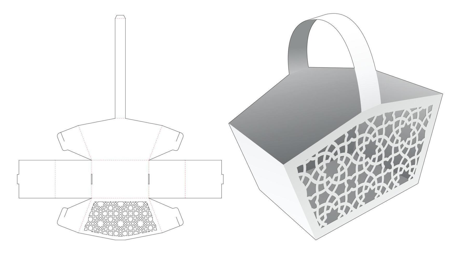 handtagsväska med stencilerad stansad mall och 3d-modell vektor