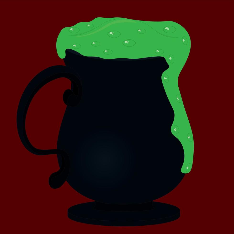 Schwarze Tasse mit grüner sprudelnder Giftvektorillustration vektor