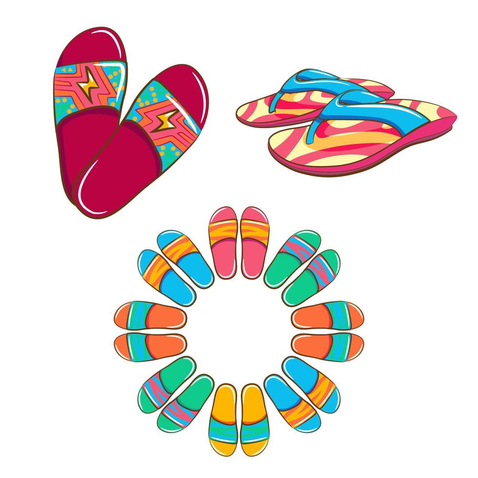 Flip-Flop-Vektor-Set-Sammlung Grafik-Clipart-Design vektor