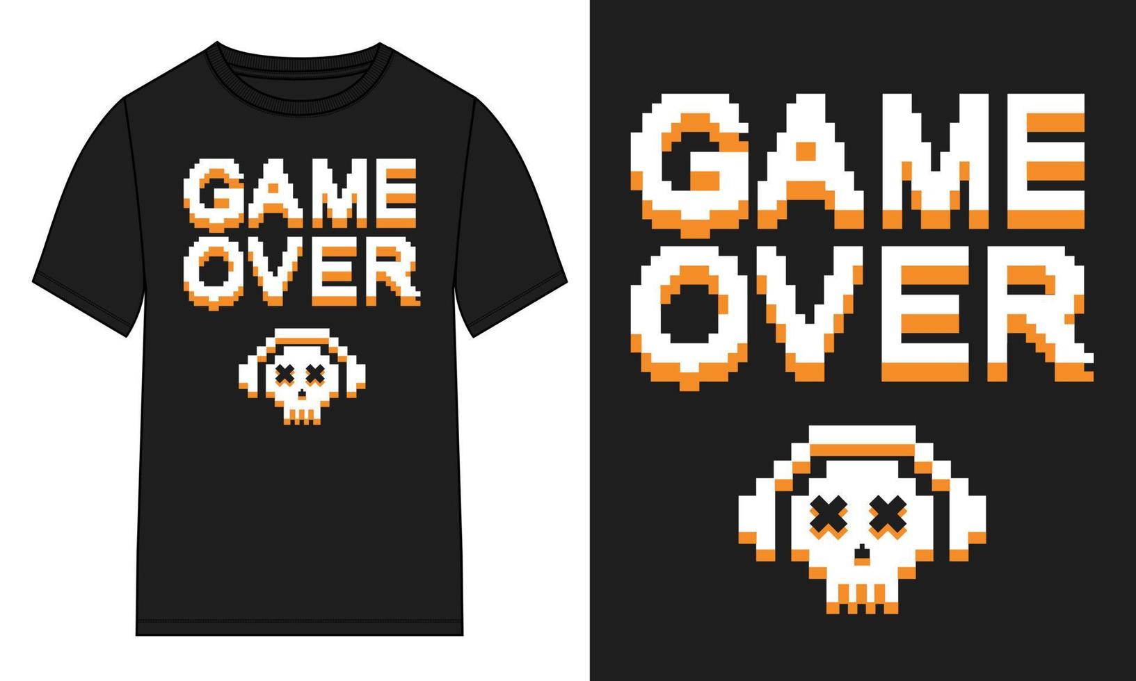 game over typografi t-shirt brösttryck vektorillustration design redo att skriva ut på begäran. vektor