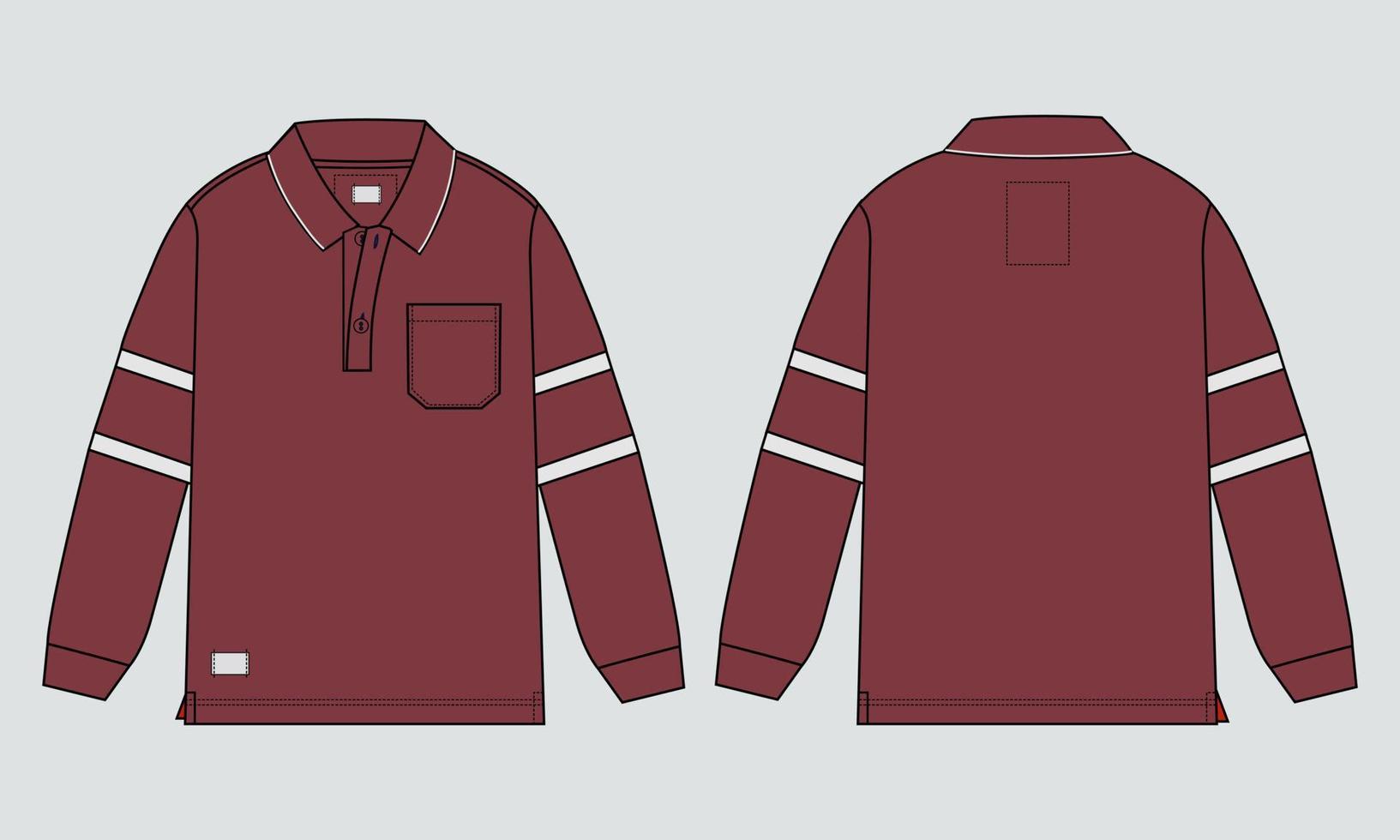 Langarm-Poloshirt Vektor Illustration rote Farbvorlage