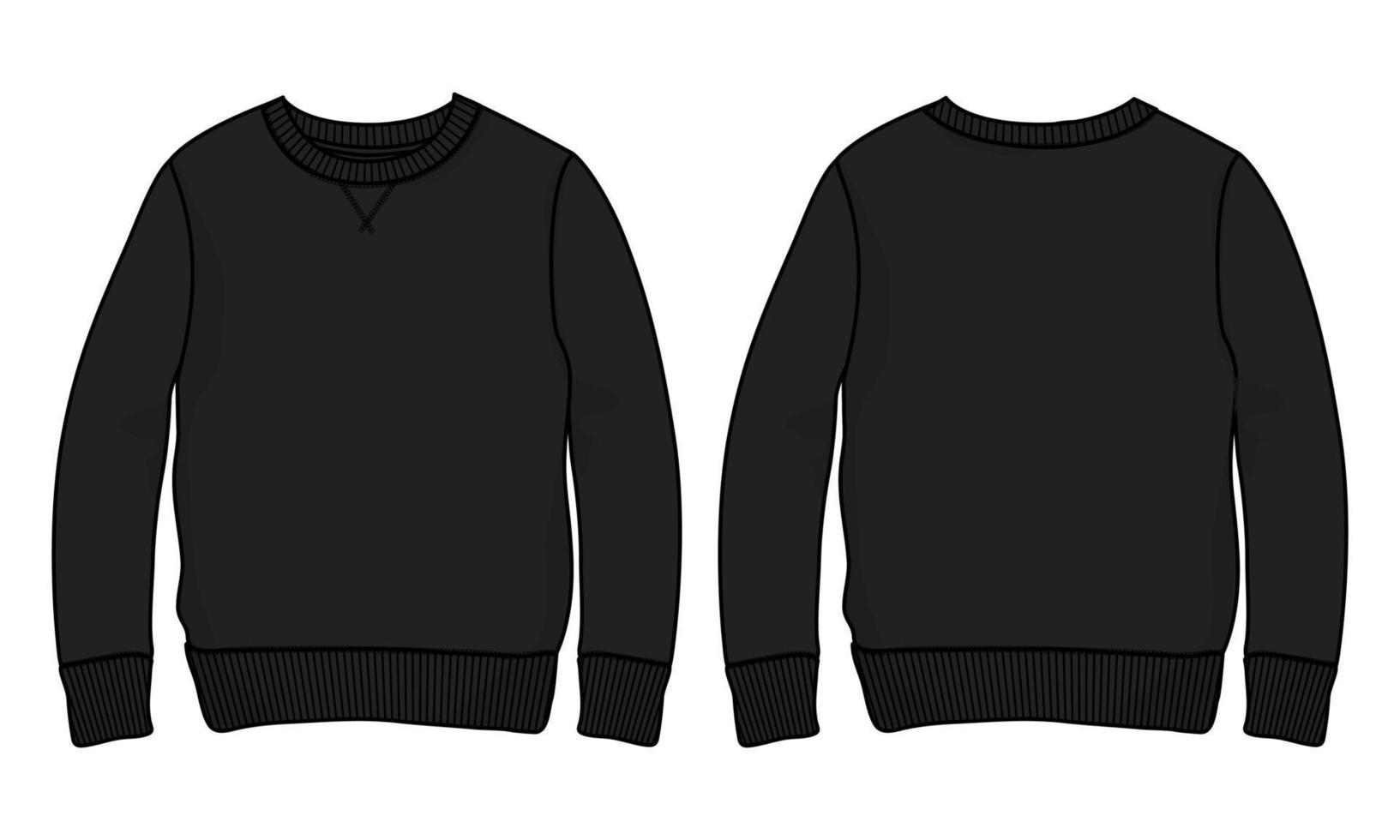 långärmad sweatshirt vektor illustration svart färg mall