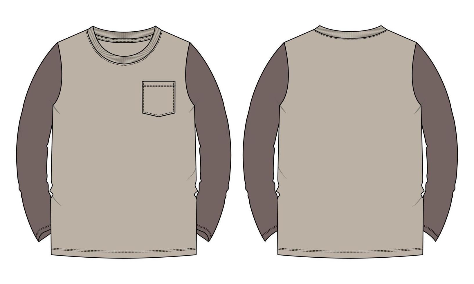 tvåfärgad långärmad t-shirt vektor illustration mall