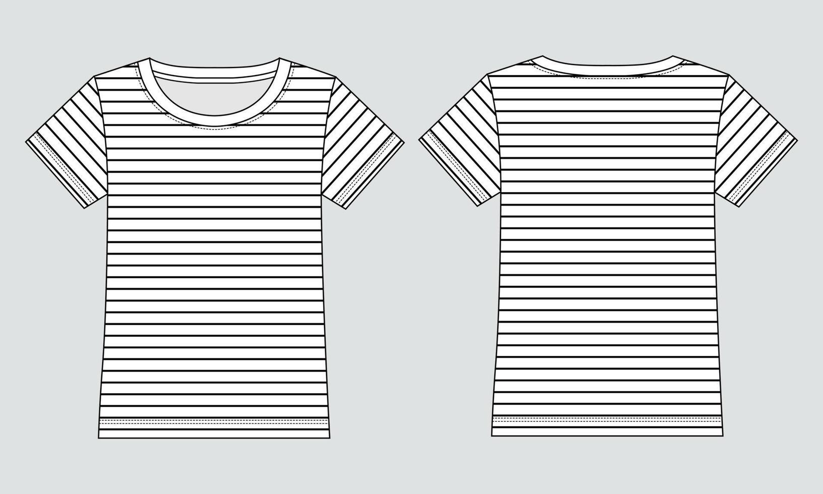 kortärmad t-shirt tekniskt mode platt skiss vektorillustration grön färgmall för damer och flickor vektor