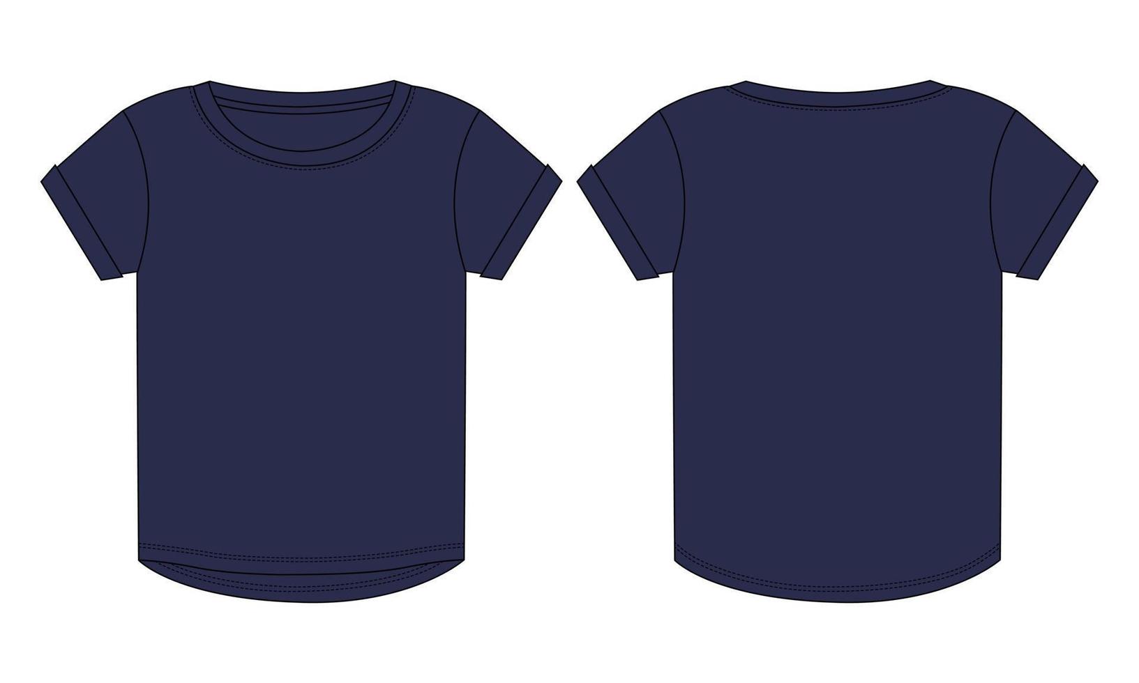 Kurzarm-T-Shirt-Tops, Vektorillustration, Marine-Farbvorlage für Damen vektor