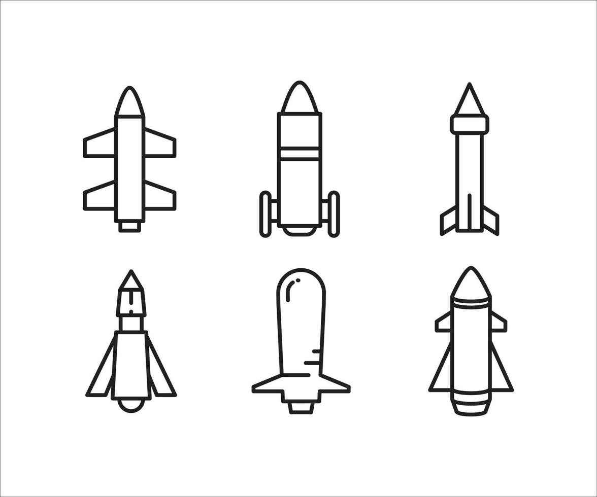 raket och missil ikoner set vektor