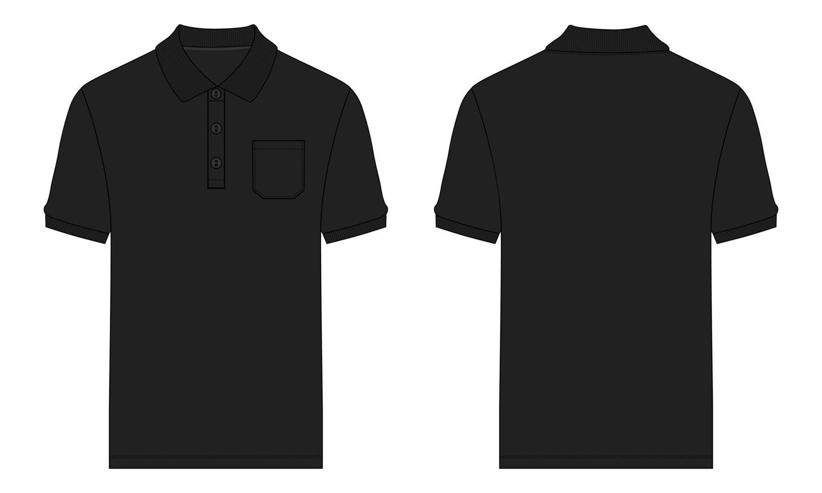 Kurzarm-Poloshirt Vektor Illustration schwarze Farbvorlage