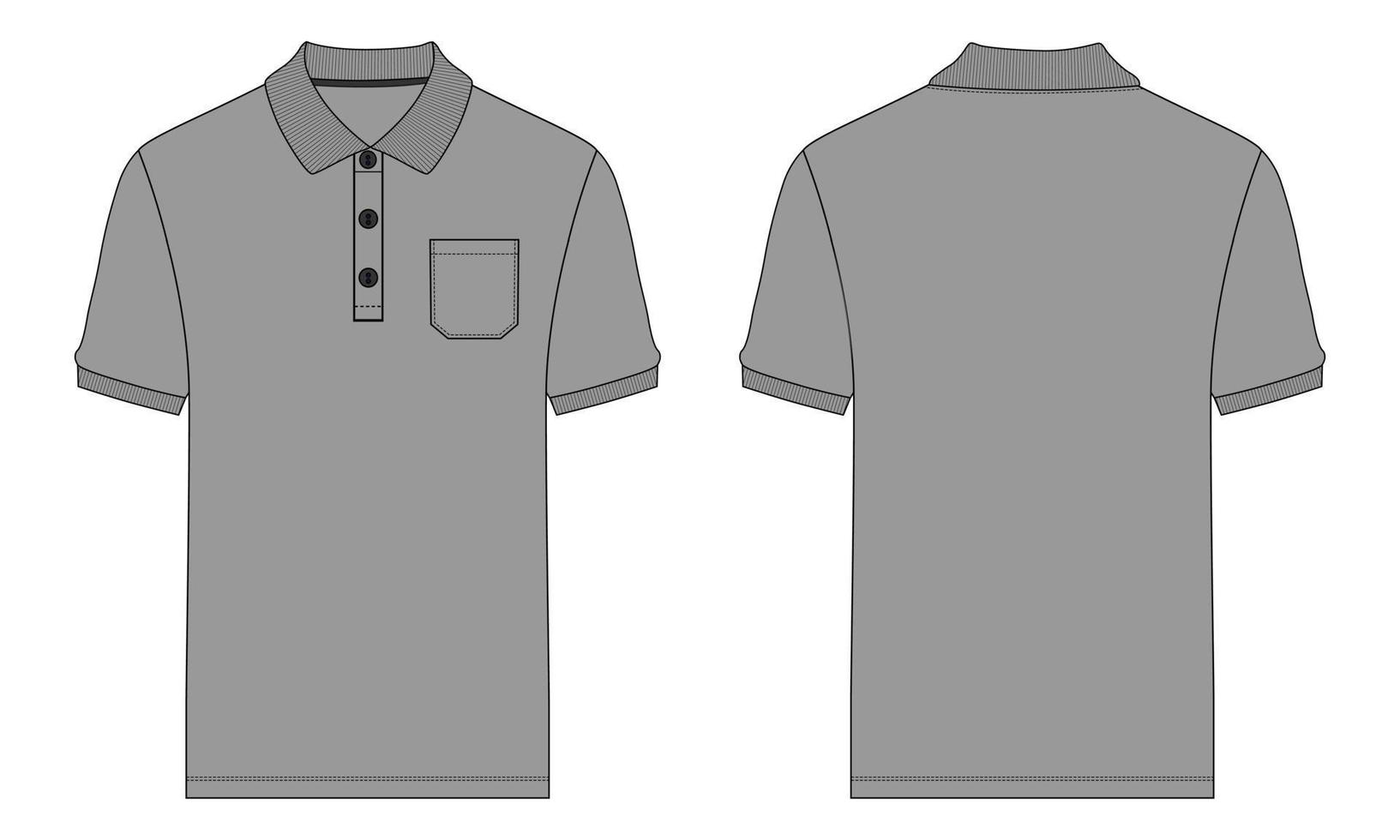 Kurzarm-Poloshirt Vektor Illustration graue Farbvorlage