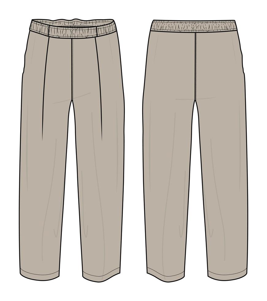 Regular Fit Pyjama Hose Flat Style Vector Illustration Khaki Farbvorlage für Damen