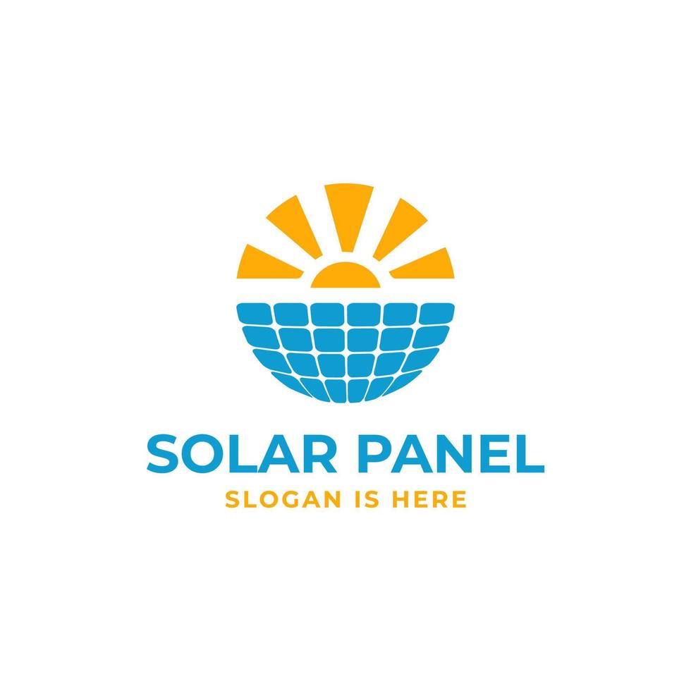 cirkel solpanel med sol logotyp design vektor