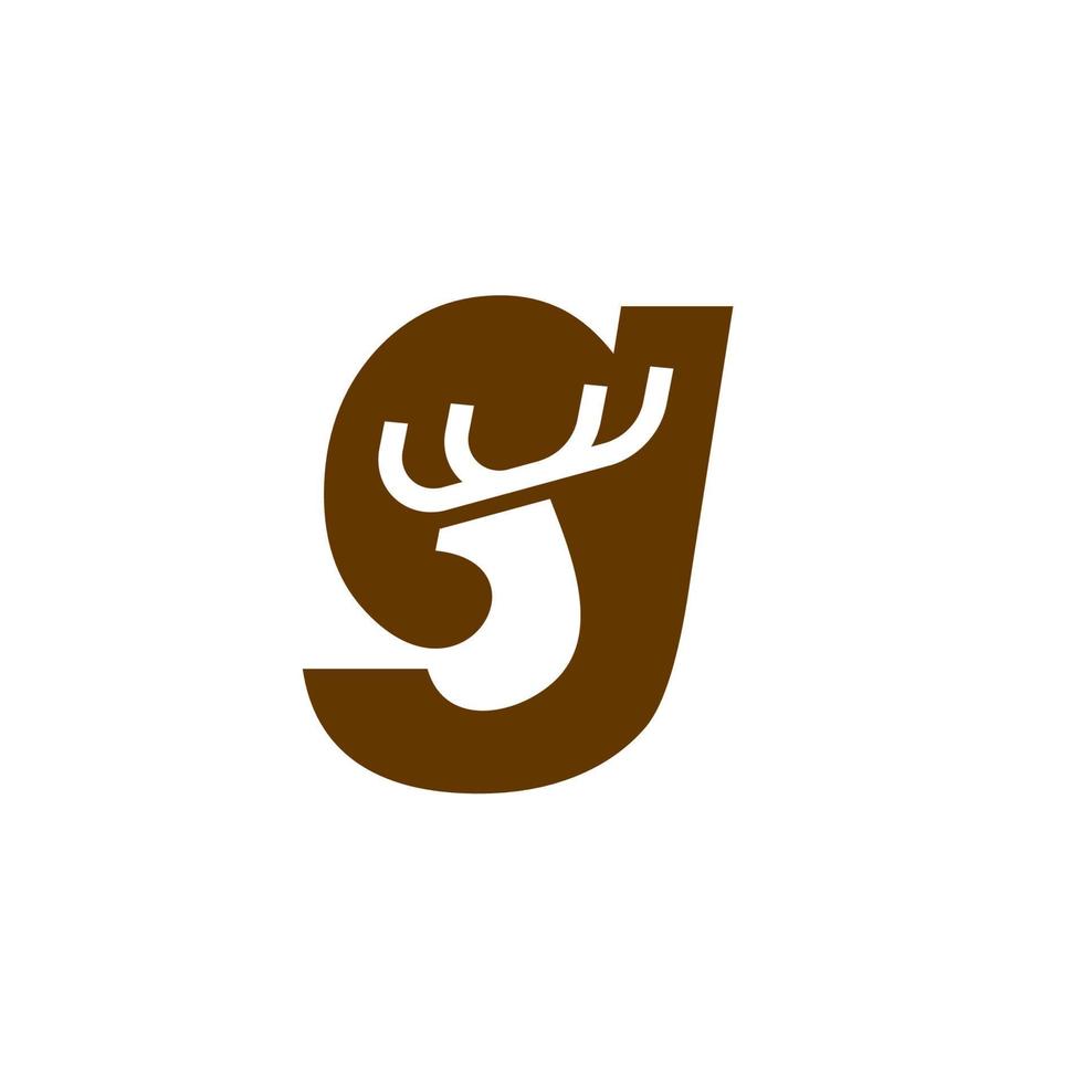 bokstaven g med hjorthuvud ikon logotyp vektor