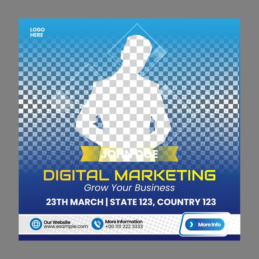 Social Media Post Webinar Digital Marketing Template Banner oder Flyer Design mit blauer Farbe vektor