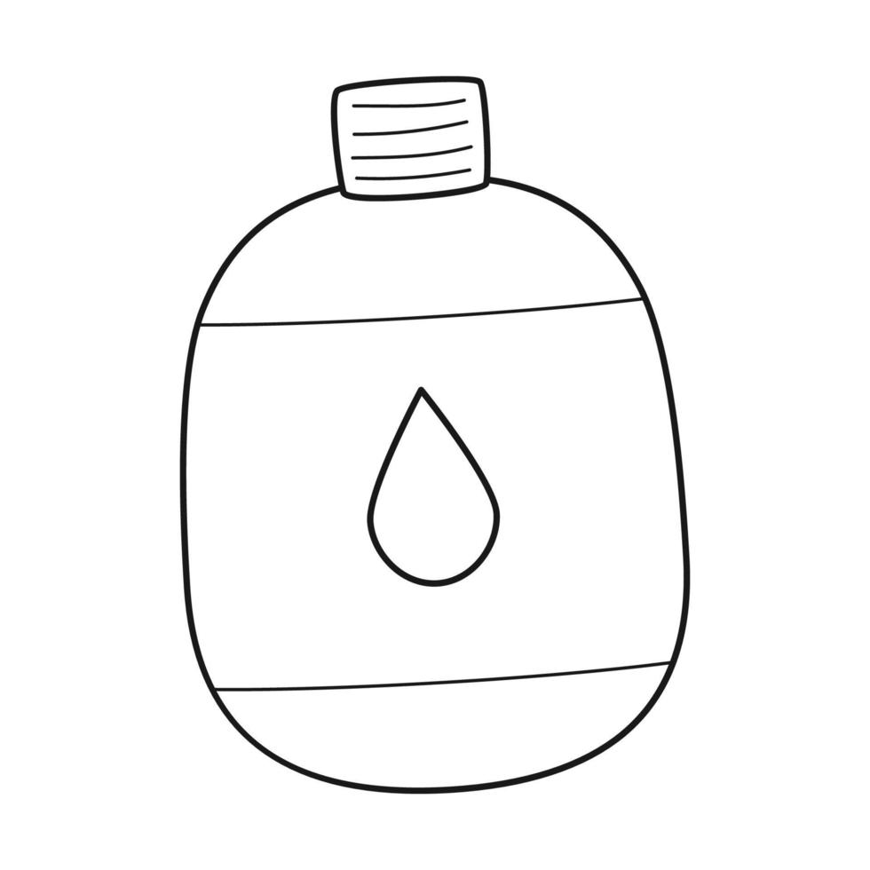 Doodle touristische Wasserflasche. camping wassertank. Ausrüstung für Tourismus, Reisen, Wandern, Sport. umreißen Sie die Schwarzweiss-Vektorillustration, die auf einem weißen Hintergrund lokalisiert wird. vektor