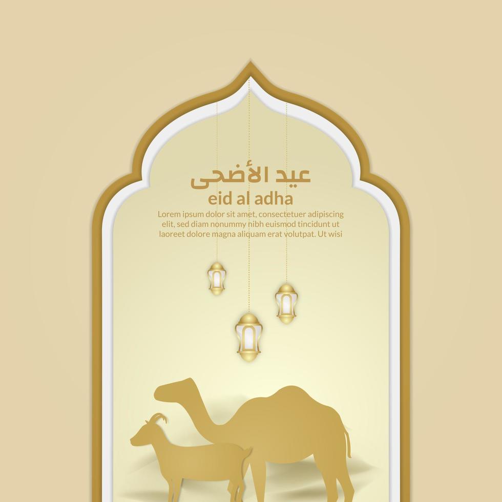 eid al adha mubarak inlägg på sociala medier, islamisk banderoll, gratulationskort vektor