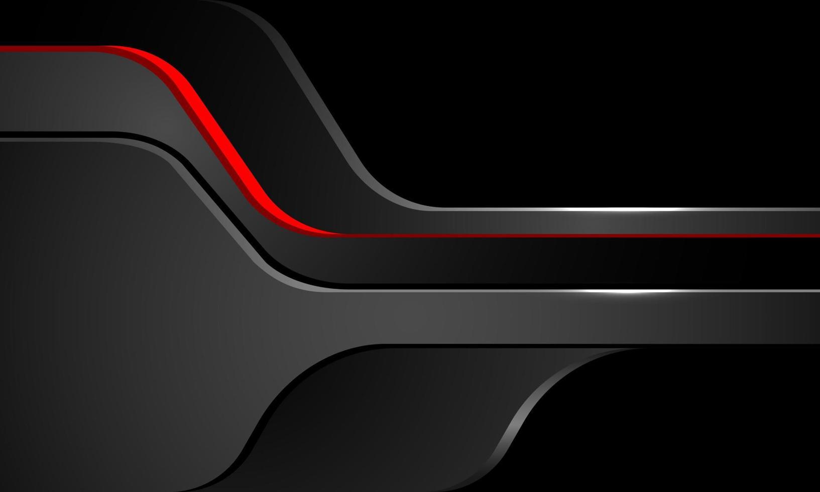 abstrakt röd svart skugga kurvöverlappning på grå metallisk design modern futuristisk bakgrundsvektor vektor
