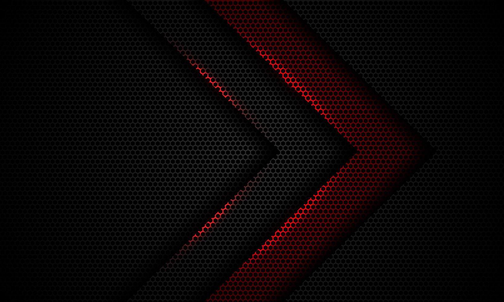 abstrakt röd grå pilriktning skugga ljus på hexagon nätdesign modern lyx futuristisk teknologi bakgrundsvektor vektor