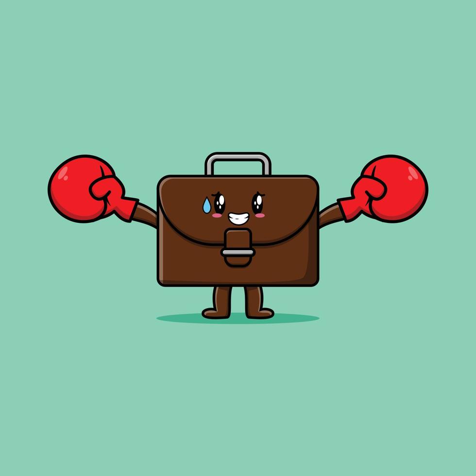 söt resväska tecknad spelar sport boxning vektor