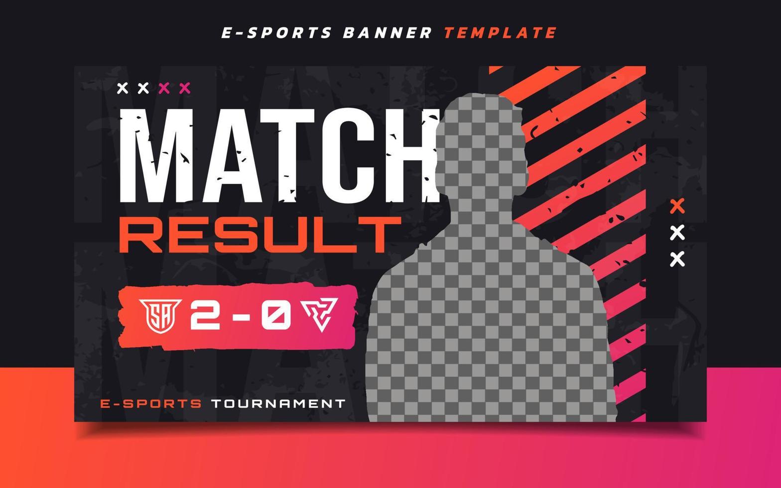 matchresultat e-sport gaming banner mall för sociala medier vektor