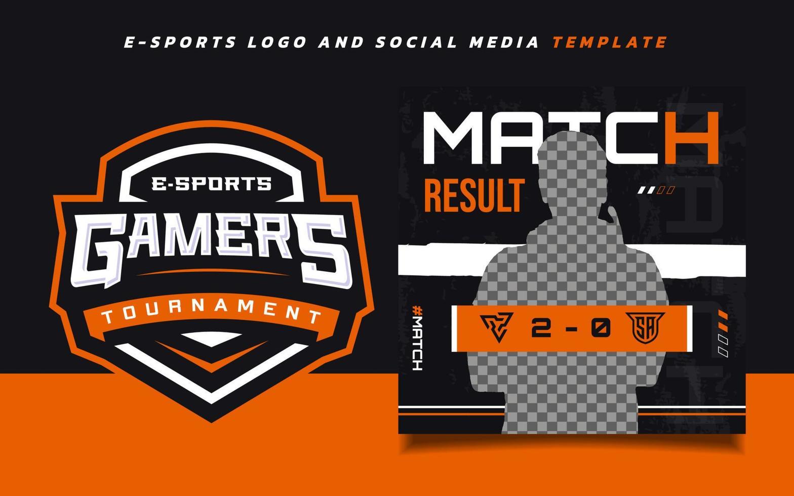 Satz von Match-Ergebnis-E-Sport-Gaming-Banner-Vorlagen für Social Media und Gaming-Turnier-Logo vektor