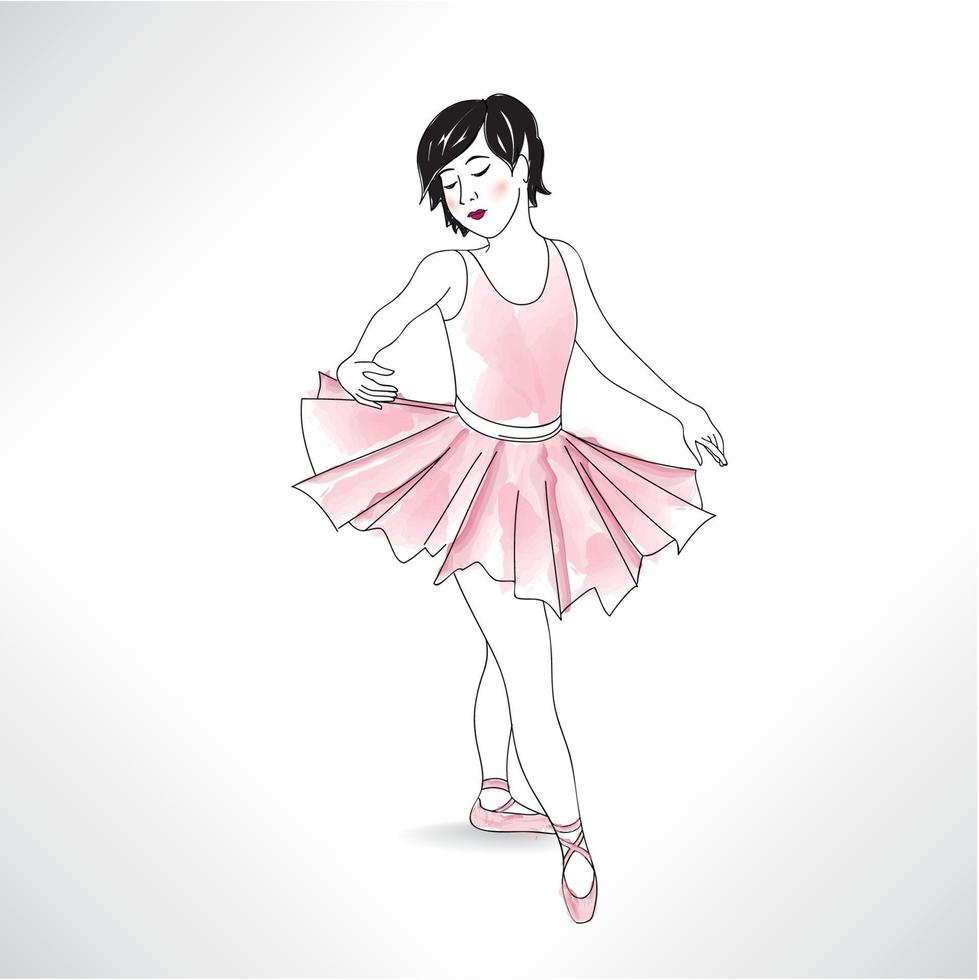 Mädchen tanzen in Ballettschuhen und Ballett-Tutu. kleine Ballerina isoliert. ballettunterricht tanzillustration. vektor