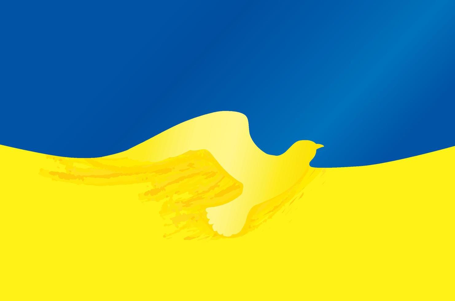 ukraine-flagge mit friedenstaubensymbolen. bleib in frieden. Flagge der Ukraine mit Form einer Friedenstaube. das konzept ohne krieg, frieden in der ukraine. vektor
