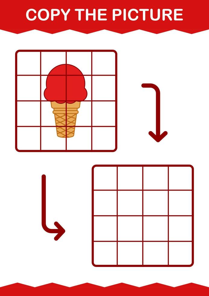 Kopieren Sie das Bild mit Eis. Arbeitsblatt für Kinder vektor