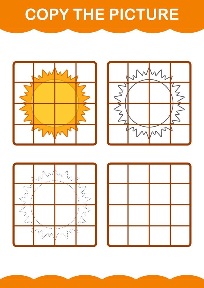 Kopieren Sie das Bild mit Sonne. Arbeitsblatt für Kinder vektor