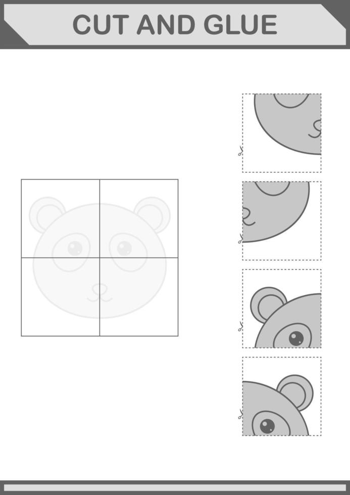 Pandagesicht ausschneiden und kleben. Arbeitsblatt für Kinder vektor