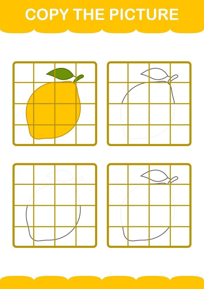 kopiera bilden med citron. arbetsblad för barn vektor