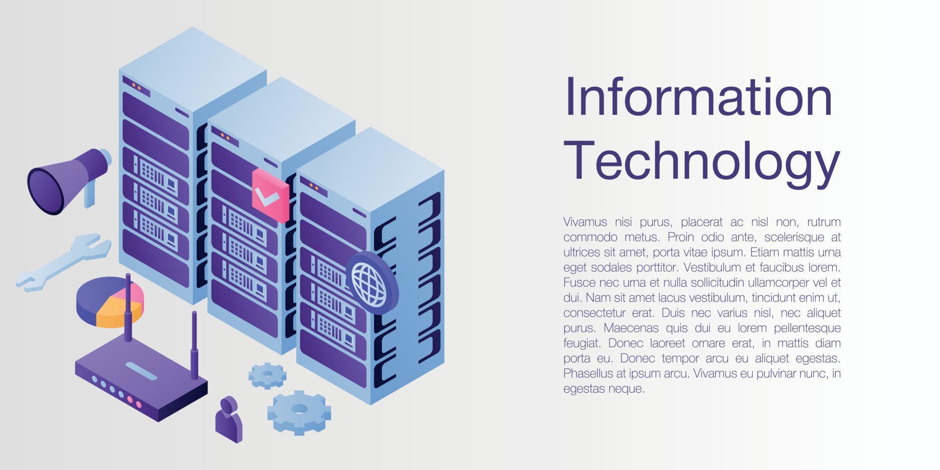 informationstechnologie-konzeptbanner, isometrischer stil vektor