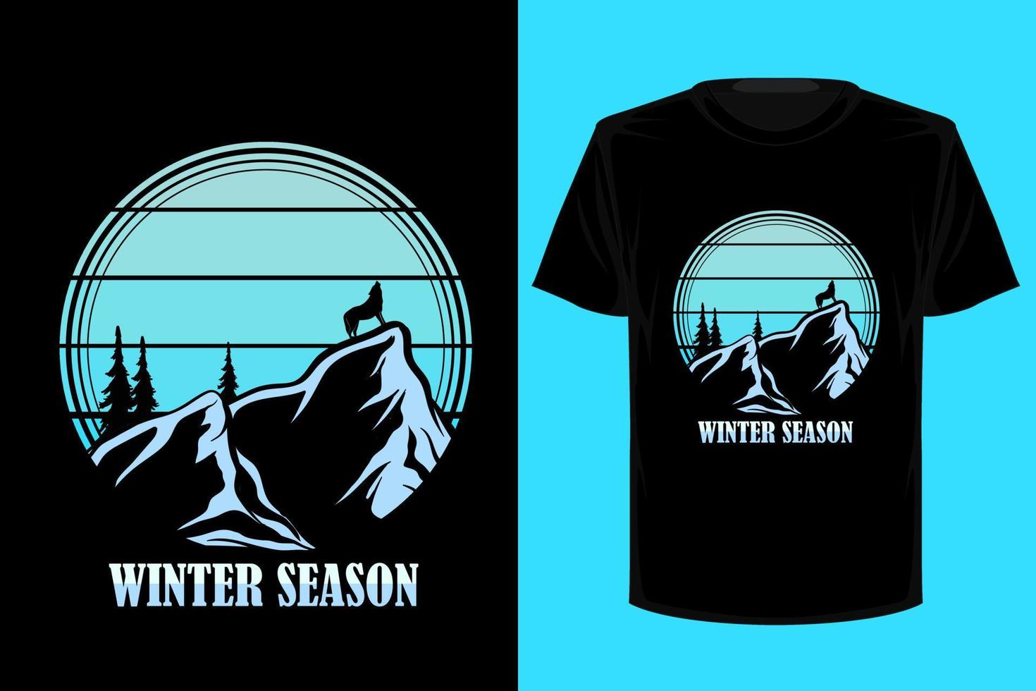 Retro-Vintage-T-Shirt-Design der Wintersaison vektor