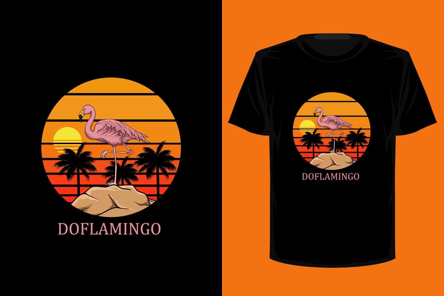 flamingo retro vintage t-shirt design vektor