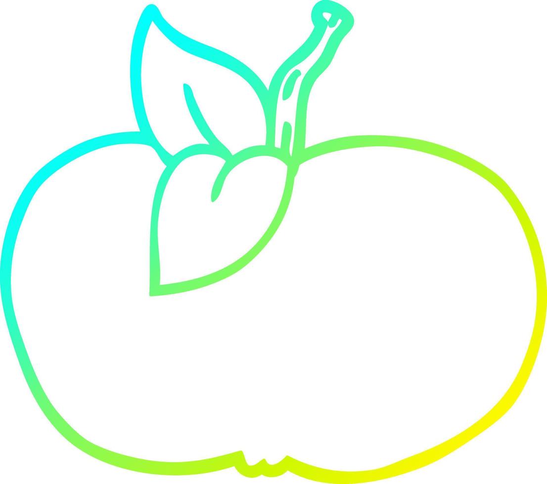 Kalte Gradientenlinie Zeichnung Cartoon saftiger Apfel vektor