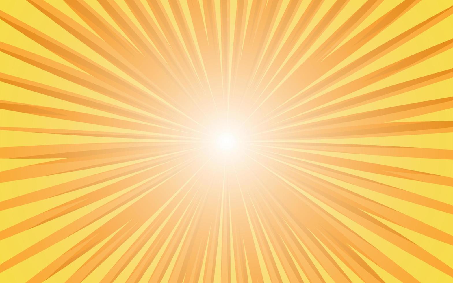 Sonnenstrahlen im Retro-Vintage-Stil auf orangefarbenem und gelbem Hintergrund, Sunburst-Comic-Musterhintergrund. Strahlen. Sommer-Banner-Vektor-Illustration vektor