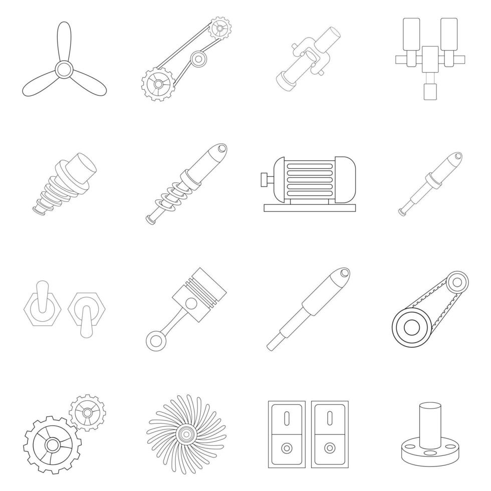 Umriss des Symbolsatzes für Mechanismusteile vektor