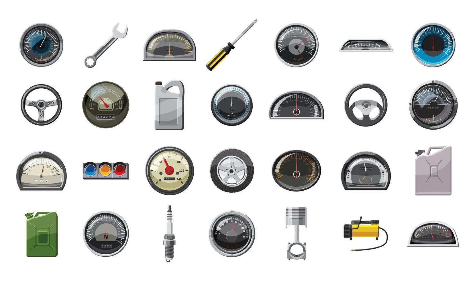 Autoteile-Icon-Set, Cartoon-Stil vektor