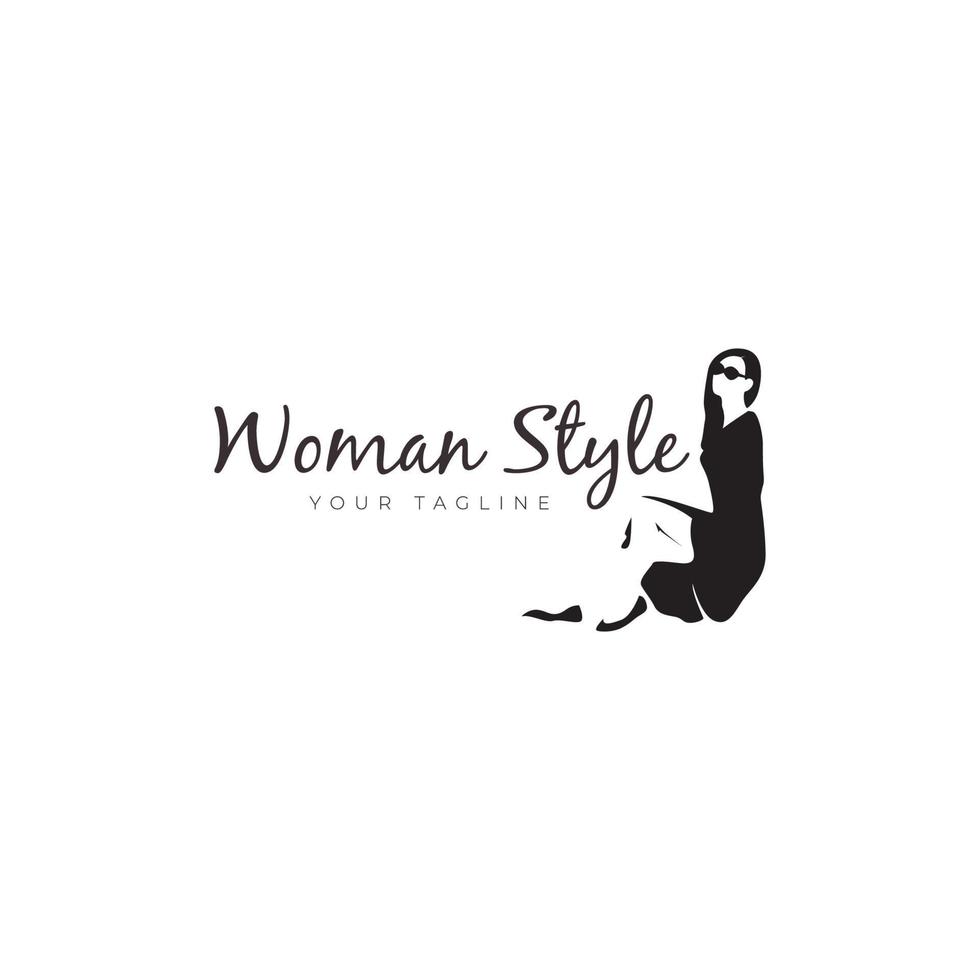 Frauenmode-Logo-Hochzeitskleid-Schönheitsdesign für Firmen- und Branding-Vektor-Symbol-Illustration vektor