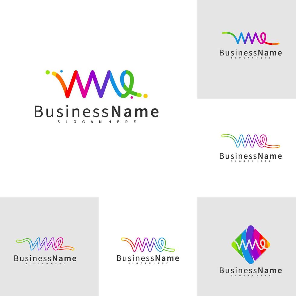 uppsättning brev wme logotyp design vektor mall, initial wme logotyp koncept illustration.