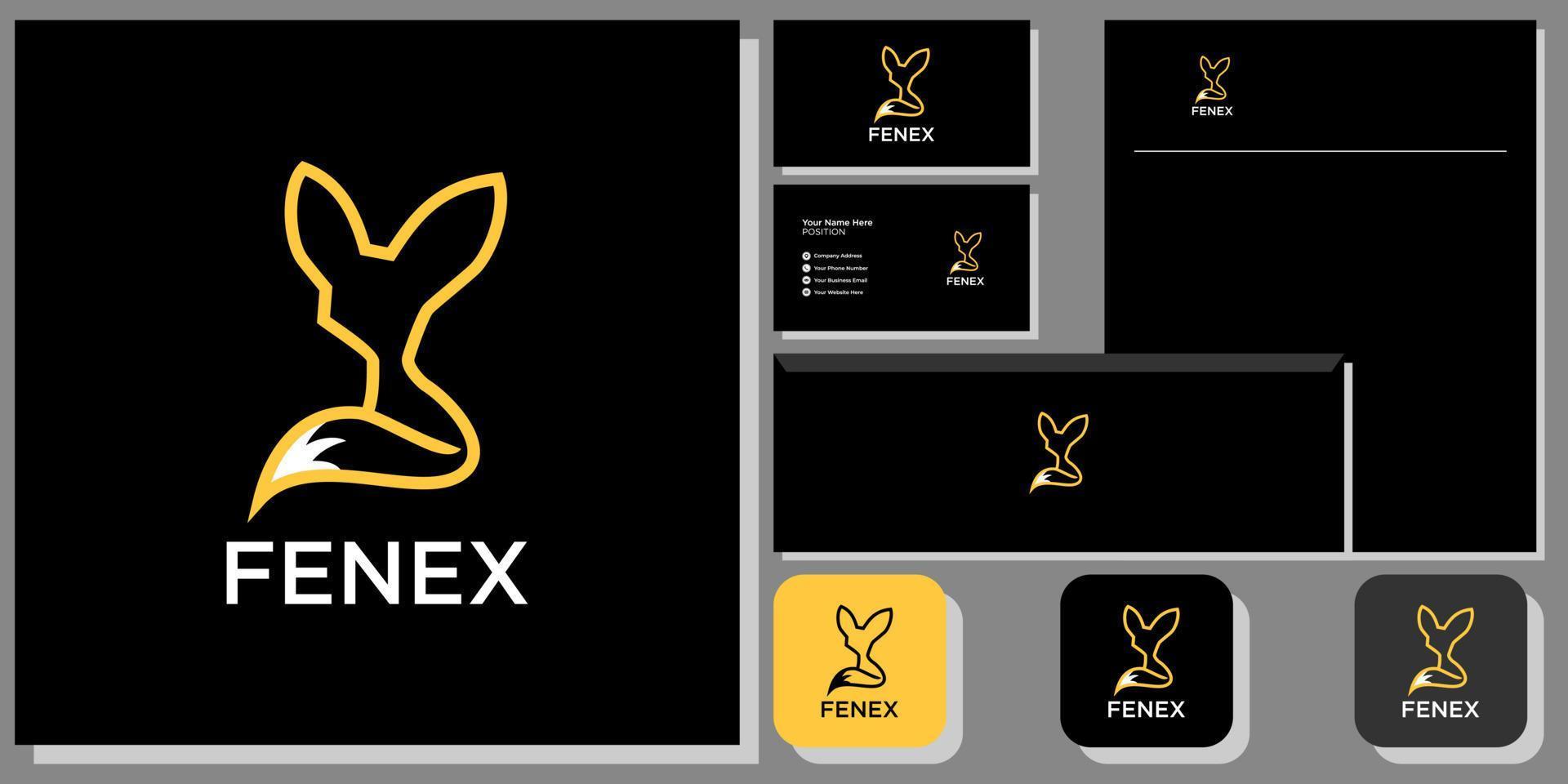 fenex symbol wild lebende tiere sitzend minimalistisch mit markenidentitätsvorlage vektor